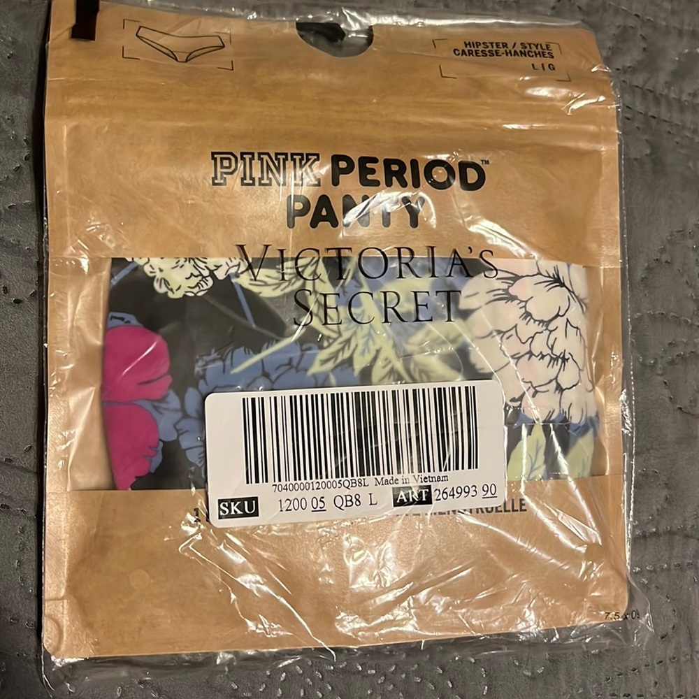 PINK Victoria's Secret Period Panty Floral Hipster Large New